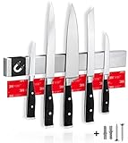 Soporte iman cuchillos cocina - Barra magnética porta cuchillos de cocina, montaje en pared sin taladro con banda adhesiva 3M VHB, acero inoxidable, 40 cm