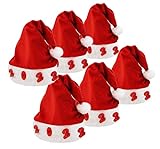 Pack 6 Gorro Papá Noel de Navidad de Santa Claus de Terciopelo con Luz intermitente de Número 2022 para Adultos Sombreros Rojos