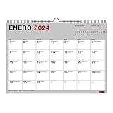 Miquelrius - Calendario de Pared 2024 Basic, Tamaño A3: 420 x 296 mm, Con espacio para anotar, Encuadernación espiral doble, Español