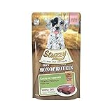 Stuzzy, Monoprotein Grain & Gluten Free, Comida húmeda para Cachorros, Sabor Carne de Ternera Fresca, en paté - Total 1,8 kg (12 Sobres x 150 gr)