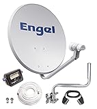 Engel AN0432E - Antena parabólica (80 cm, con soporte pared, LNB y localizador satélite) color negro