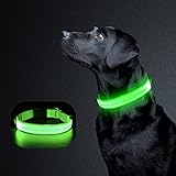 Liebsen Collar Luminoso Perro de Mascota, Collar Recargable 3 Modos y Collares LED Ajustable para Perros Pequeños y Medianos Luminoso en la Noche-M (Verde)