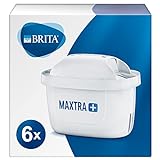 BRITA MAXTRA + Pack 6 cartuchos de filtro de agua, compatible con jarras filtrantes BRITA que reducen la cal, el cloro y otras sustancias, Color Blanco