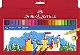 Faber-Castell 554250 - Estuche 50 rotuladores con punta de fibra, multicolor