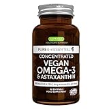 Omega 3 Vegano con Astaxantina, 1344 mg de Aceite de Algas (DHA + EPA 600 mg), 60 cápsulas blandas, de Igennus