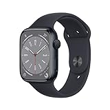 Apple Watch Series 8 (GPS, 45mm) Reloj Inteligente con Caja de Aluminio en Color Medianoche - Correa Deportiva en Color Medianoche - Talla única. Monitor de entreno, Resistencia alagua