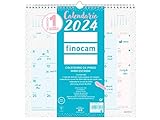Finocam - Calendario 2024 Chic de Pared para Escribir Enero 2024 - Diciembre 2024 (12 meses) Chic Turquesa Español