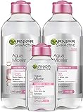 Garnier Triplo Agua Micelar Clásica Todo en Uno Skin Active, desmaquilla, limpia y tonifica para rostro ojos y labios, 2 x 400 ml + 1 x 100 ml