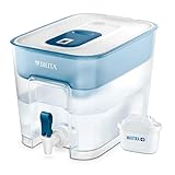 BRITA depósito Flow – Dispensador de Agua Filtrada con 1 cartucho MAXTRA+, Filtro que reduce la cal y el cloro para un sabor óptimo, 8.2L, Color Transparente