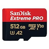 SanDisk Extreme PRO - Tarjeta de memoria microSDXC de 512 GB con adaptador SD, hasta 170 MB/s, UHS Speed Class 3 (U3) y V30, Negro rojo