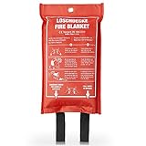 Amazy Manta Ignifuga (XL | 1,2 x 1,2 m) Incl. Bolsa Protectora + Gancho – Manta antincendios para extinguir Fuegos incipientes y Mayor Seguridad para hogar, para Oficina o almacen