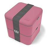monbento - MB Square Blush Bento Box - Fiambrera grande con 2 compartimentos - Fiambrera perfecta para la oficina, la comida o la escuela