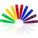 Instrumentos musicales de plástico Kazoos con diafragmas de flauta Kazoo para regalo, premio y recuerdos de fiesta, 5 colores (10 piezas)