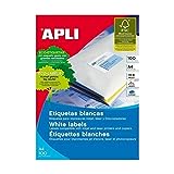 APLI 1270 - Etiquetas blancas permanentes adhesivas imprimibles, Inkjet-Laser-Copy, tamaño etiqueta 70 x 25,4 mm, cantos rectos, pack de 100 hojas (3300 etiquetas), ideal para sobres y paquetes