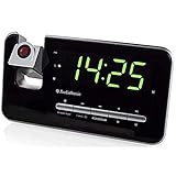 Audiosonic Smartwares CL-1492, Reloj despertador con dos alarmas, radio FM, proyector