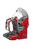 Mochila portabebés ergonómica acolchada, protección solar, cinturón, senderismo montaña (rojo)