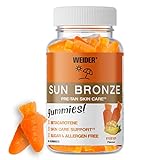 Weider Sun Bronze Gummies te ayudan a potenciar el bronceado protegiendo tu piel. Con betacaroteno, luteína y Zeaxantina. Sin azúcar. Libre de alérgenos.
