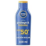 NIVEA SUN Protege & Hidrata Leche Solar FP50+ (1 x 400 ml), protector solar hidratante y resistente al agua con protección UVA/UVB, protección solar muy alta