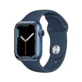Apple Watch Series 7 (GPS, 41mm) Reloj Inteligente con Caja de Aluminio en Azul - Correa Deportiva en Color Abismo - Talla única. Monitor de entreno, Resistencia alagua