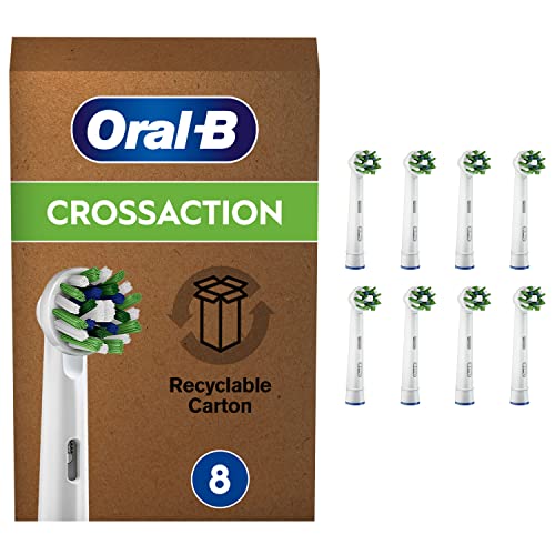 Oral-B CrossAction Recambios Cepillo de Dientes Eléctrico, Pack de 8 Cabezales, Envase Reciclable, Apto para Tamaño Del Buzón, Multicolor
