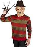 Funidelia | Jersey de Freddy Krueger - Pesadilla en Elm Street para hombre ▶ Películas de miedo - Disfraz para adultos y divertidos accesorios para Fiestas, Carnaval y Halloween - Talla L - Rojo