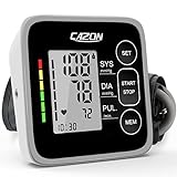 CAZON Tensiómetro de Brazo,Monitor de presión para uso doméstico arterial Máquina de presiónarterial de brazo Detector electrónico de frecuencia cardíaca con brazalete 22-40cm, 2X120 memoria (Negro)