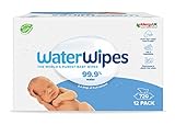 WaterWipes - Toallitas húmedas Originales sin plástico para bebés 720 unidades (12 paquetes), formuladas con un 99,9 % de agua y sin perfume, ideales para pieles sensibles