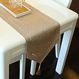 ARVOV Camino de mesa con aspecto de lino, lavable, elegante, tejido para el hogar, para comedor, fiestas, vacaciones, decoración, 32 x 180 cm, color beige