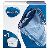 BRITA Marella azul – Jarra de Agua Filtrada con 1 cartucho MAXTRA+, Filtro de agua BRITA que reduce la cal y el cloro, Agua filtrada para un sabor óptimo, 2.4L