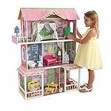 KidKraft- Sweet Savannah Casa de muñecos de madera con muebles y accesorios incluidos, 3 pisos, para muñecos de 30 cm (65851)