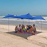 Forceatt Tienda de Playa con Sun Shelter,Tienda de Playa Pop up con Protección UV UPF50 y 4 Postes de Aluminio, Refugio al Aire Libre para en La Playa,Patio Trasero, Camping o Picnic Familiar(3mx3m).
