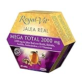 ROYAL VIT JALEA REAL MEGA TOTAL 2.000 - Ampollas de Refuerzo Inmunológico y Energético - Con Reishi, Shiitake, Azafrán, Aminoácidos y 11 Vitaminas - 20 Viales
