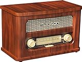MAD-RETRORADIO - MADISON - Radio vintage a pilas con FM, Bluetooth, AUX-IN 10W - Acabado en madera