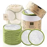Greenzla Discos desmaquillantes reutilizables (20uds) con bolsa de lavandería lavable y caja de almacenamiento, bambú natural y algodón orgánico, ecológicos