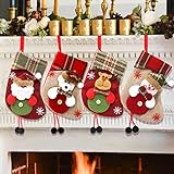 Medias de Navidad 4 Piezas Calcetines de Navidad, Calcetines Navidad Chimenea Personalizados, Calcetin Decoracion Navidad Christmas Stocking, Calcetín de Navidad Bolsa de Regalo Para llenar y Colgar