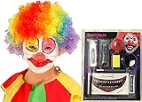 FashioN HuB Kit de maquillaje unisex de payaso asesino para hombre, juego de peluca afro, accesorio de fiesta, talla única (2 unidades)