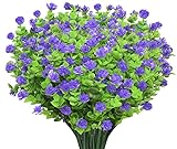 AIOR 10 Piezas Flores Artificiales Flor Falsas en Interiores y Exteriores, Arbustos Verdes Resistentes a Los Rayos UV Plantas para Colgar, para Casa Jardín Ventana Boda Decoración (Púrpura)
