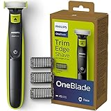 Philips OneBlade, recorta, peina y afeita, para cualquier longitud de pelo, 3 accesorios de recorte acoplables, recargable, en seco o en húmedo (modelo QP2520/16)