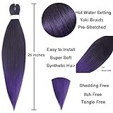 DT CHERYL 6pc 66cm Pre-Stretched Easy Trenzas Extensiones de Pelo Yaki Braiding Twist Crochet Hair Profesional Fibra Sintético para Trenzas Africanas Box Braids T1B/P30