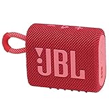 JBL GO 3 - Altavoz inalámbrico portátil con Bluetooth, resistente al agua y al polvo (IP67), hasta 5h de reproducción con sonido de alta fidelidad, rojo