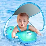 LAYCOL Flotador Inflable de natación para bebé con toldo de protección Solar, antivuelco, para niños de 3 a 36 Meses(Azul,S)