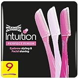Wilkinson Sword Intuition Perfect Finish - 9 Cuchillas de Afeitar, Moldear y Perfilar de Cejas y Vello Facial - Femenino y Masculino