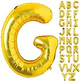 26 Letras de Globos Dorados, Globo de helio de papel de aluminioDecoración de Globos de Cumpleaños, Globos Dorado para Cumpleaños, Bodas, Cumpleaños, Decoraciones para Fiestas (Letra G)