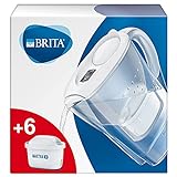 BRITA Marella blanca Pack Ahorro – Jarra de Agua Filtrada con 6 cartuchos MAXTRA+, Filtro que reduce la cal y el cloro, para un sabor óptimo, 2.4L