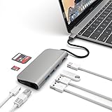Satechi Adaptador Multi-Puertos de Aluminio 4K HDMI, USB-C Pass Through, Gigabit Ethernet, Lectores SD/Micro, USB 3.0 - Compatible con 2020 MacBook Pro/Air M1, 2021 iPad Pro M1 (Gris Espacial)