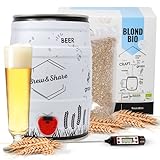 | Brew&Share | Kit para hacer cerveza Blond Bio con certificado Ecológico | Fabricado en España | Tu cerveza en 2 semanas. Elaboración con maltas. Fermentación en barril. Materiales reutilizables.