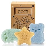 myHomeBody Esponja de konjac para el baño del bebé, juego de 3 piezas. Set: Elefante, Oso y Estrella