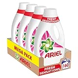 Ariel Detergente Lavadora Líquido, 160 Lavados (4 x 40), Fragancia Sensaciones