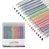 SMOOTHERPRO Bolígrafos de gel metálicos de 1.0mm, bolígrafo de colores con purpurina, paquete de 18 para niños y adultos, libros para colorear, escritura suave de larga duración, 18 colores (SC623-18)