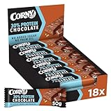 Corny - Protein Chocolate Barritas Proteicas con Chocolate, con 30% de Proteínas, 0% Azúcares Añadidos, Ayudan al Desarrollo y Recuperación de la Masa Muscular - Pack de 18x50 g